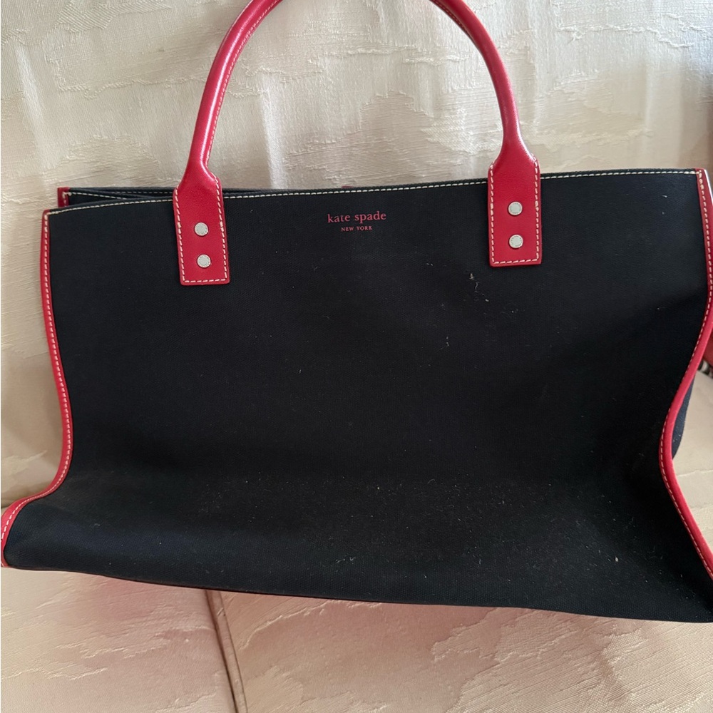 Kate Spade Black Tote with Red Accents